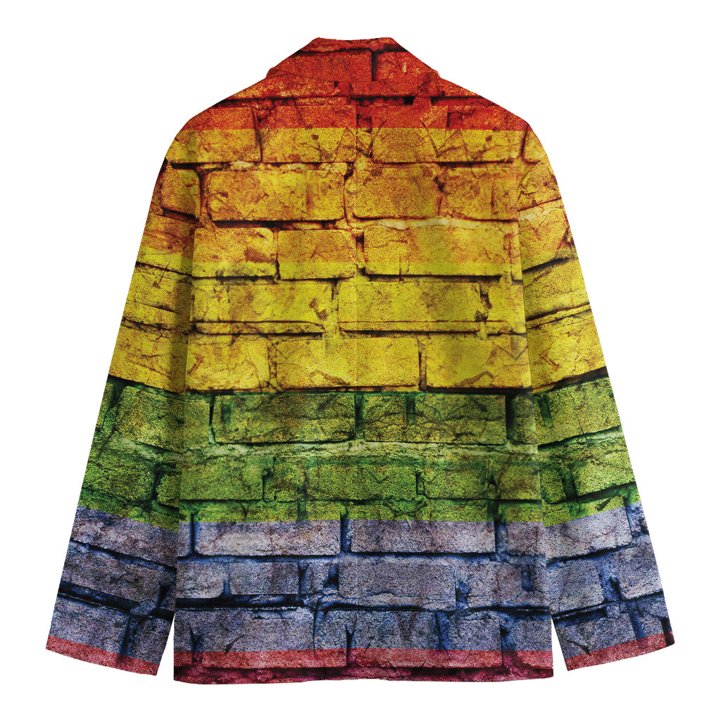 LGBT Pride Rainbow Brick Wall Print Men's Blazer