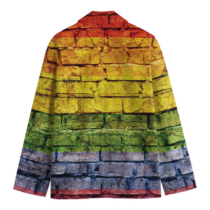 LGBT Pride Rainbow Brick Wall Print Men's Blazer