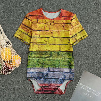 LGBT Pride Rainbow Brick Wall Print Men's Bodysuit