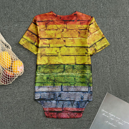 LGBT Pride Rainbow Brick Wall Print Men's Bodysuit
