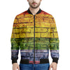 LGBT Pride Rainbow Brick Wall Print Men's Bomber Jacket