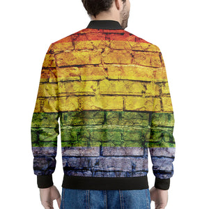 LGBT Pride Rainbow Brick Wall Print Men's Bomber Jacket