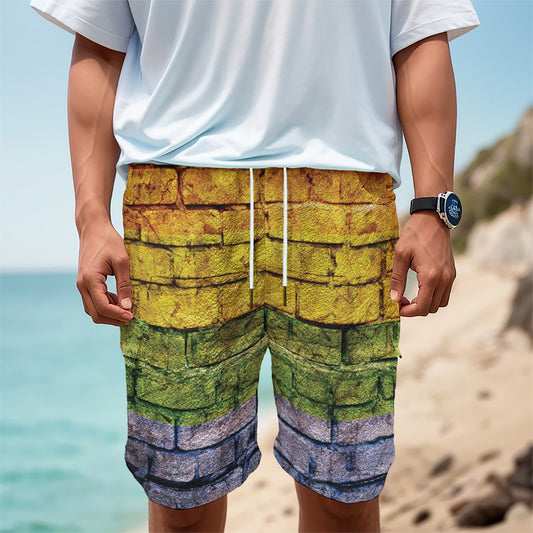 LGBT Pride Rainbow Brick Wall Print Men's Cargo Shorts