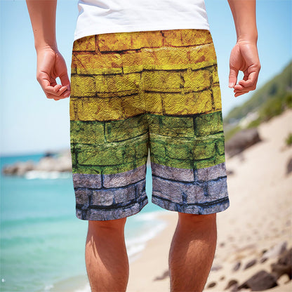 LGBT Pride Rainbow Brick Wall Print Men's Cargo Shorts