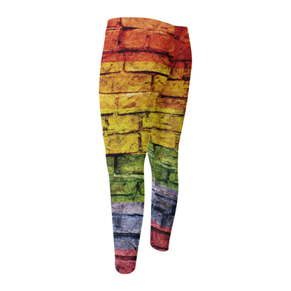 LGBT Pride Rainbow Brick Wall Print Men's Compression Pants
