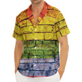 LGBT Pride Rainbow Brick Wall Print Men's Deep V-Neck Shirt