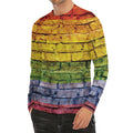 LGBT Pride Rainbow Brick Wall Print Men's Long Sleeve Rash Guard