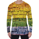 LGBT Pride Rainbow Brick Wall Print Men's Long Sleeve T-Shirt
