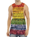 LGBT Pride Rainbow Brick Wall Print Men's Muscle Tank Top