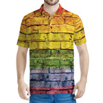LGBT Pride Rainbow Brick Wall Print Men's Polo Shirt
