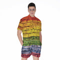 LGBT Pride Rainbow Brick Wall Print Men's Romper