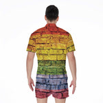 LGBT Pride Rainbow Brick Wall Print Men's Rompers
