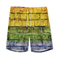 LGBT Pride Rainbow Brick Wall Print Men's Athletic Shorts