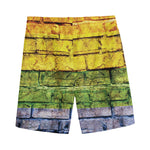 LGBT Pride Rainbow Brick Wall Print Men's Sports Shorts