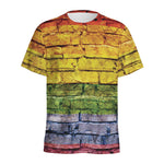 LGBT Pride Rainbow Brick Wall Print Men's Sports T-Shirt