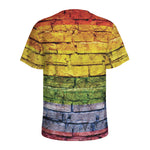 LGBT Pride Rainbow Brick Wall Print Men's Sports T-Shirt