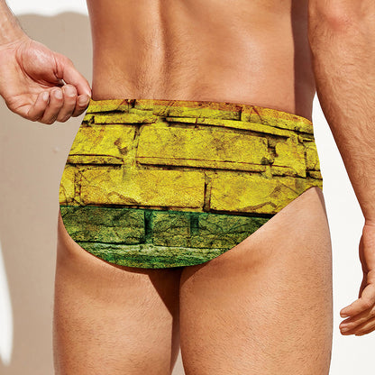 LGBT Pride Rainbow Brick Wall Print Men's Swim Briefs