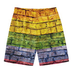 LGBT Pride Rainbow Brick Wall Print Men's Swim Trunks