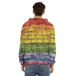 LGBT Pride Rainbow Brick Wall Print Men's Velvet Pullover Hoodie