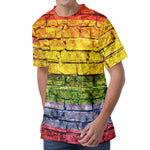 LGBT Pride Rainbow Brick Wall Print Men's Velvet T-Shirt