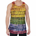 LGBT Pride Rainbow Brick Wall Print Men's Velvet Tank Top