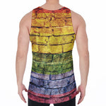 LGBT Pride Rainbow Brick Wall Print Men's Velvet Tank Top