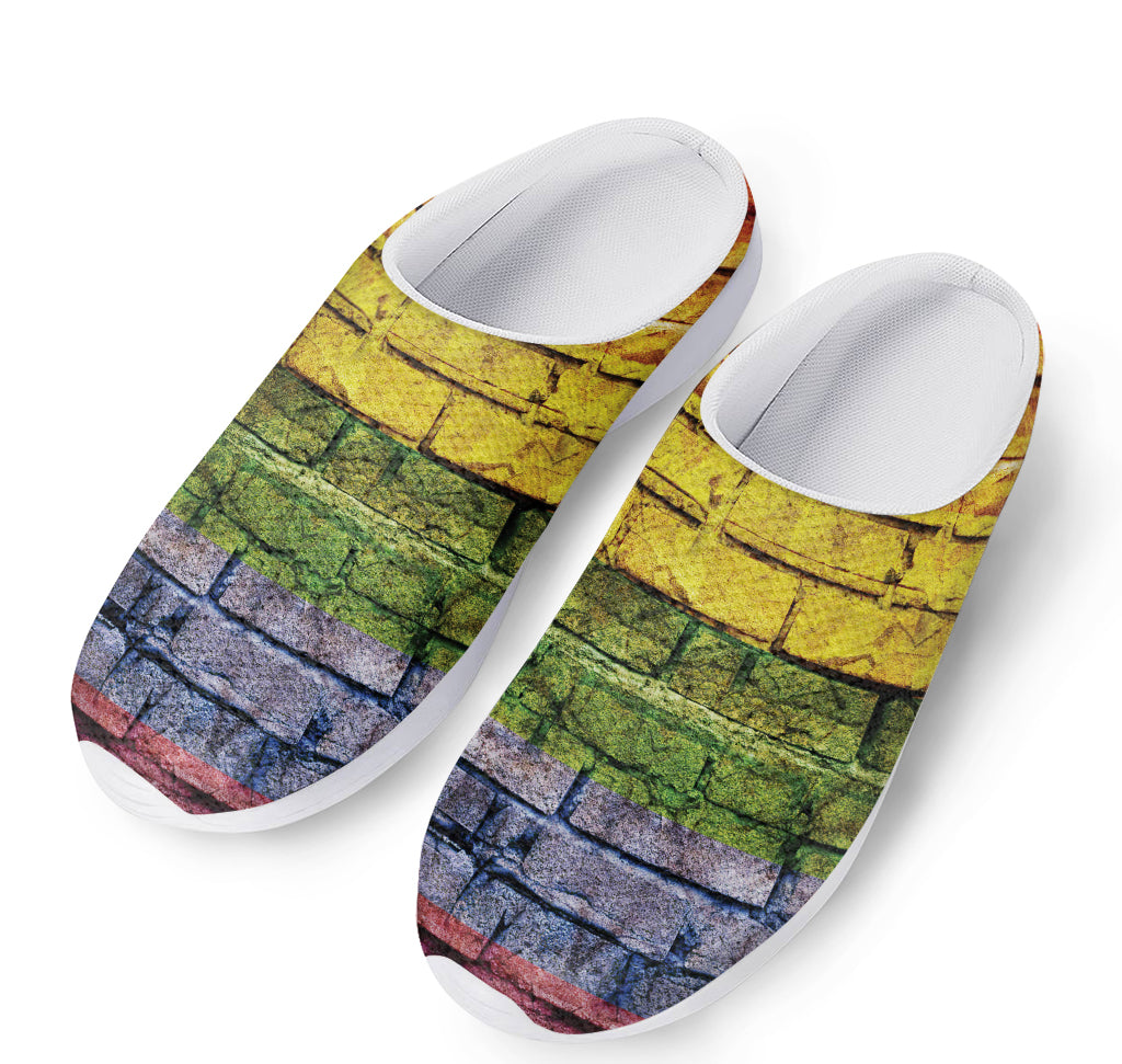 LGBT Pride Rainbow Brick Wall Print Mesh Casual Shoes
