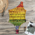 LGBT Pride Rainbow Brick Wall Print One Shoulder Bodysuit