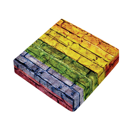 LGBT Pride Rainbow Brick Wall Print Outdoor Seat Cushion Cover
