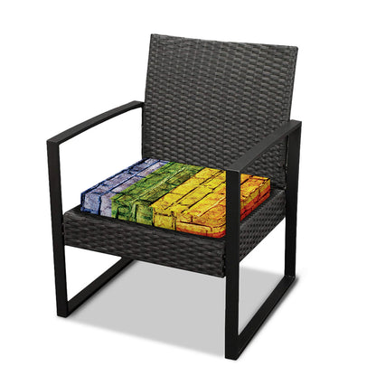LGBT Pride Rainbow Brick Wall Print Outdoor Seat Cushion Cover
