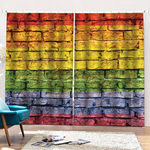 LGBT Pride Rainbow Brick Wall Print Pencil Pleat Curtains