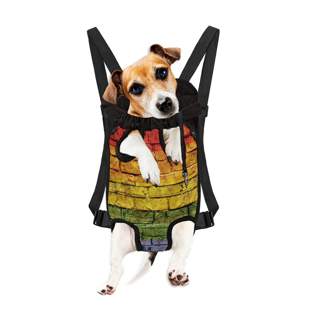 LGBT Pride Rainbow Brick Wall Print Pet Carrier Backpack
