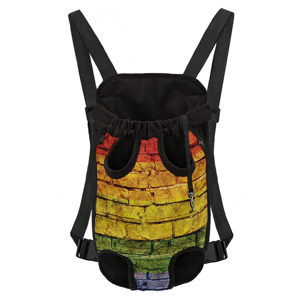 LGBT Pride Rainbow Brick Wall Print Pet Carrier Backpack