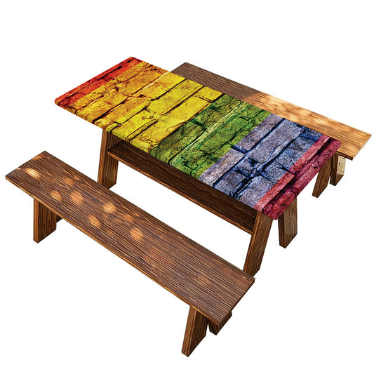 LGBT Pride Rainbow Brick Wall Print Picnic Table Cover