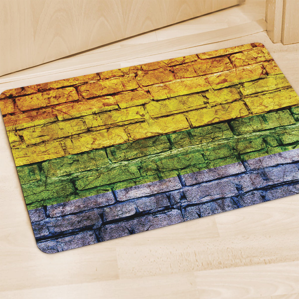 LGBT Pride Rainbow Brick Wall Print Polyester Doormat
