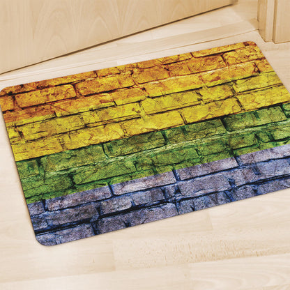 LGBT Pride Rainbow Brick Wall Print Polyester Doormat