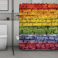 LGBT Pride Rainbow Brick Wall Print Polyester Shower Curtain