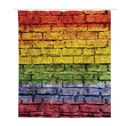LGBT Pride Rainbow Brick Wall Print Polyester Shower Curtain