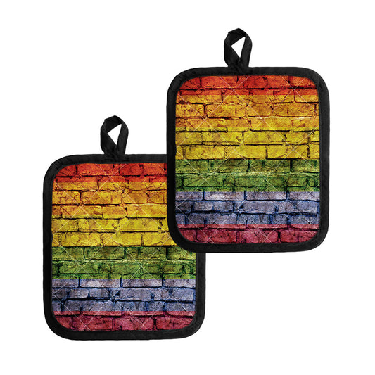 LGBT Pride Rainbow Brick Wall Print Pot Holders