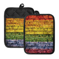 LGBT Pride Rainbow Brick Wall Print Pot Holders With Pocket