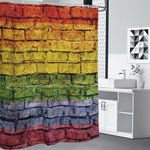 LGBT Pride Rainbow Brick Wall Print Premium Shower Curtain