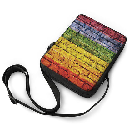 LGBT Pride Rainbow Brick Wall Print Rectangular Crossbody Bag