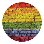 LGBT Pride Rainbow Brick Wall Print Round Blanket