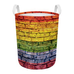 LGBT Pride Rainbow Brick Wall Print Round Laundry Basket