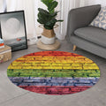 LGBT Pride Rainbow Brick Wall Print Round Rug