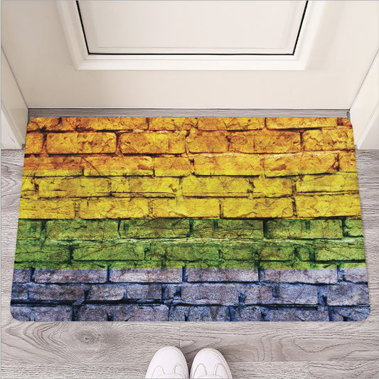LGBT Pride Rainbow Brick Wall Print Rubber Doormat