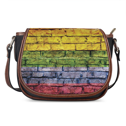 LGBT Pride Rainbow Brick Wall Print Saddle Bag