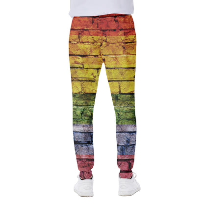 LGBT Pride Rainbow Brick Wall Print Scuba Joggers