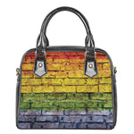 LGBT Pride Rainbow Brick Wall Print Shoulder Handbag