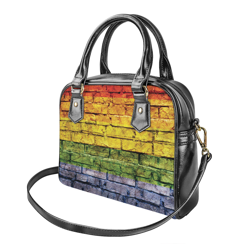 LGBT Pride Rainbow Brick Wall Print Shoulder Handbag